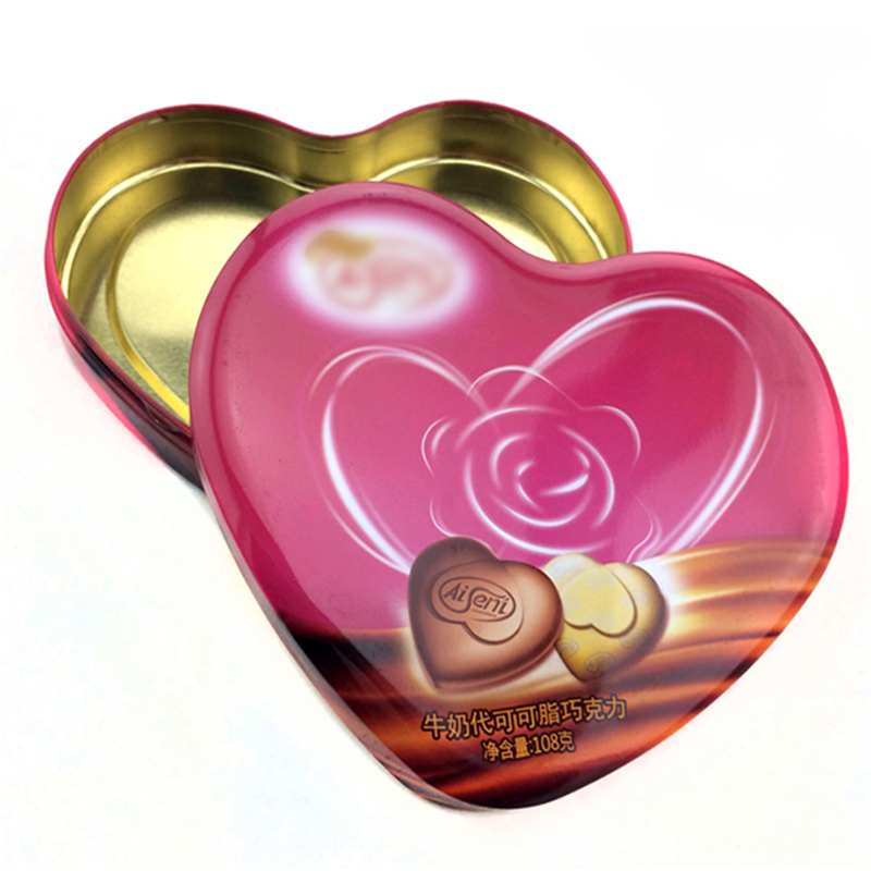 Food grade heart shaped chocolate candy tin box