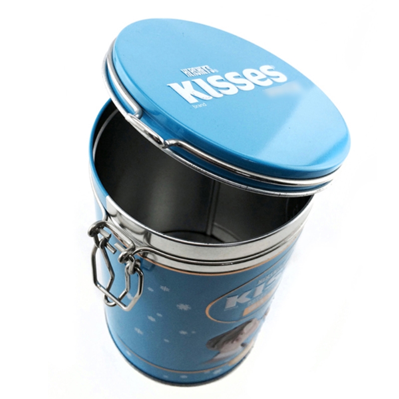 Food grade custom printed round coffee tin box with airtight lid