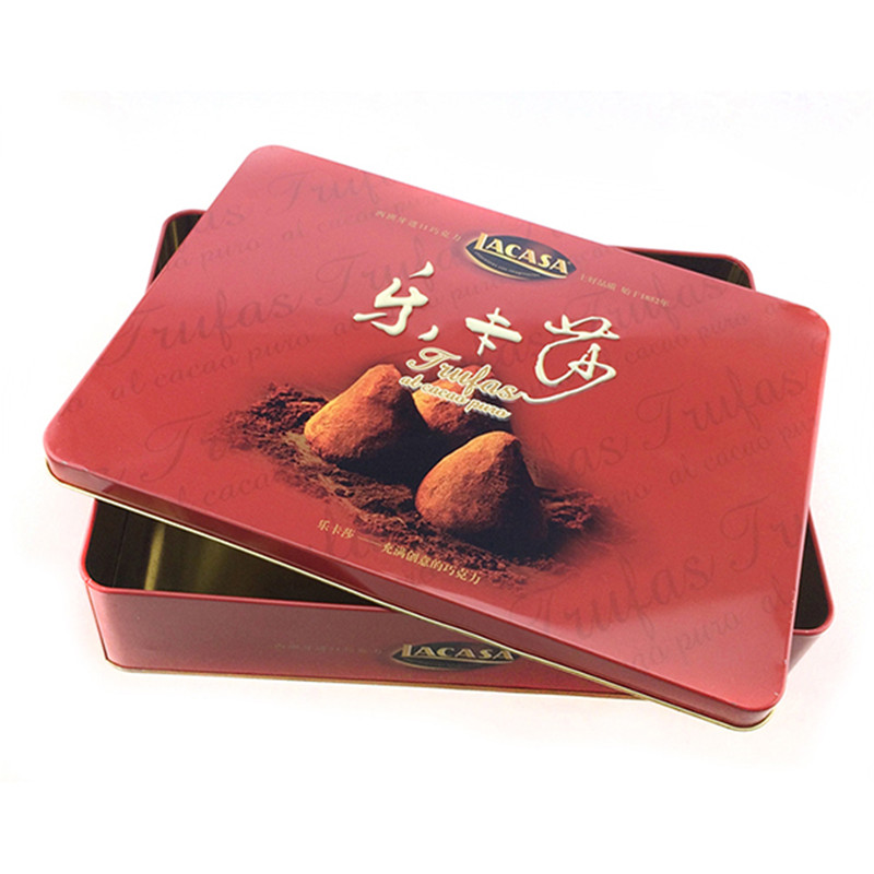 Cuctom stylish empt rectangular chocolate tin box