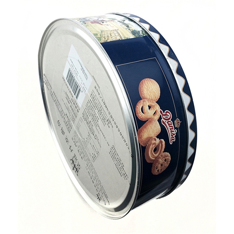 OEM promotional food packaging round cookie biscuit tin box