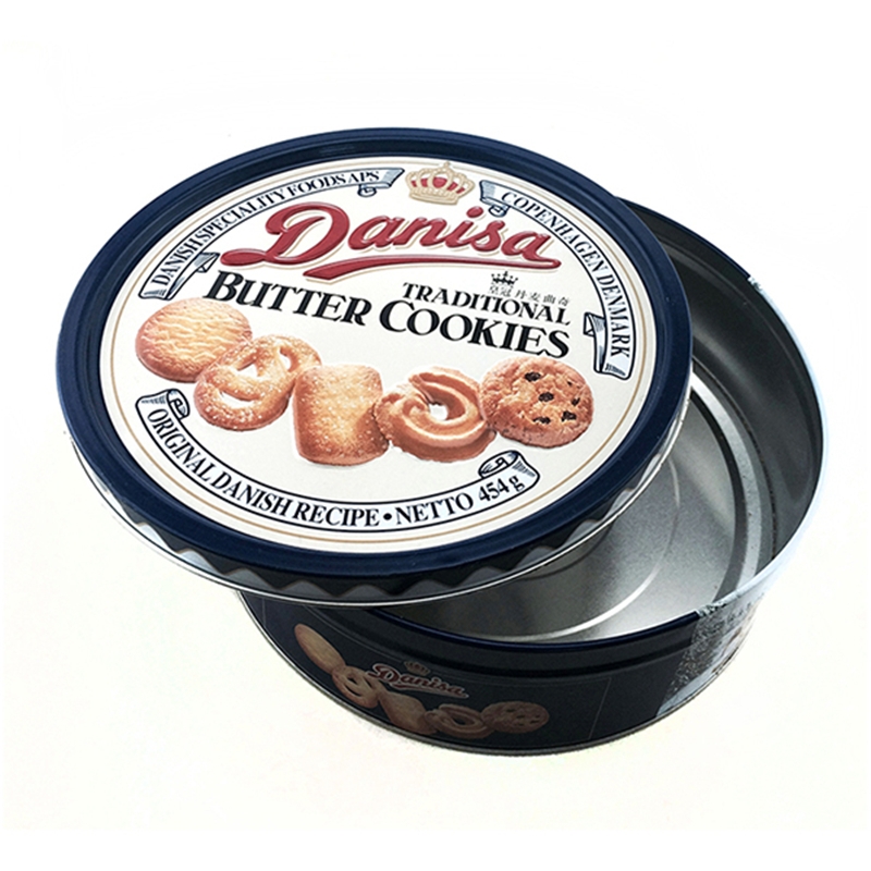 OEM promotional food packaging round cookie biscuit tin box