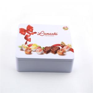 Food grade custom printed rectangular chocolate cookie tin box with embossed logo