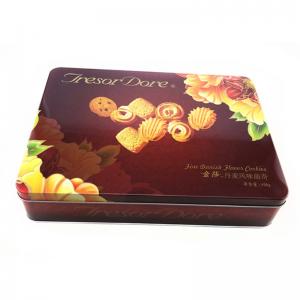 Custom printed rectangular tin box for cookie, biscuit and sweets