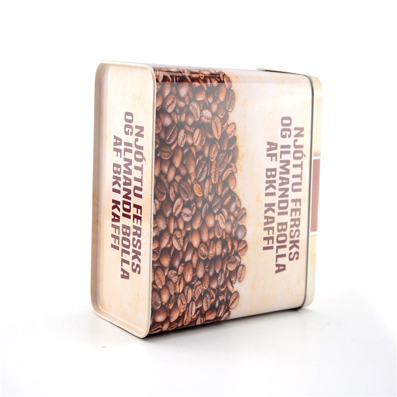 Custom printed food grade rectangular coffee bean  tin box