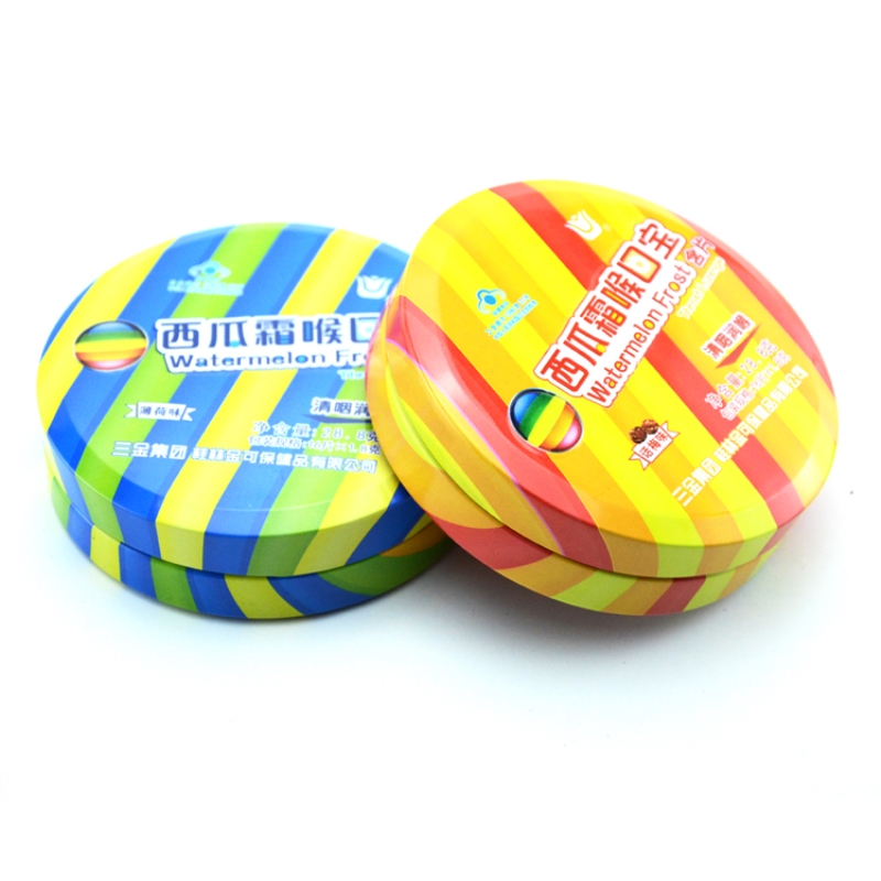 Factory wholesale custom round click clack candy mints tin box