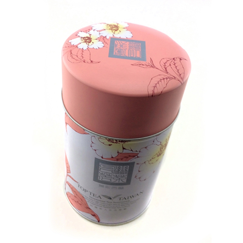 Airtight round tea tin box with double lid