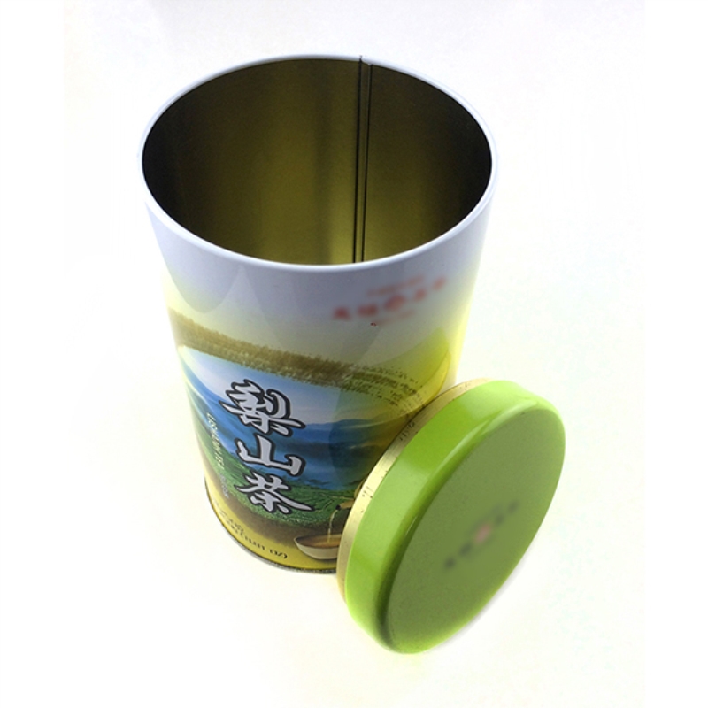 Custom printed round tea tin box with plug lid