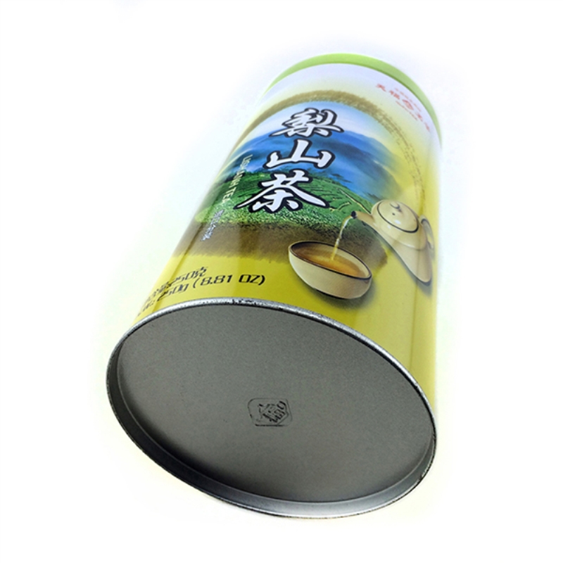 Custom printed round tea tin box with plug lid