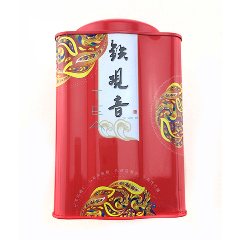 Traditional square Chinese tea tin box with double lid