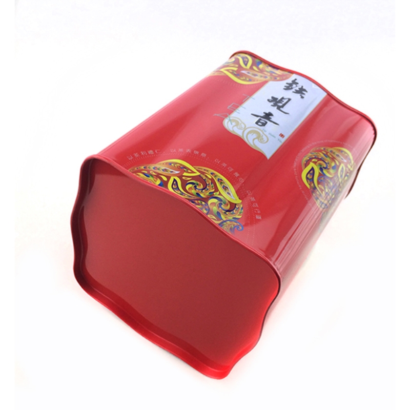 Traditional square Chinese tea tin box with double lid