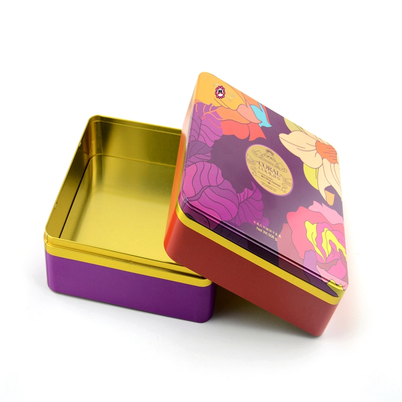 Hot selling square tin box for mooncake, cookie packaging