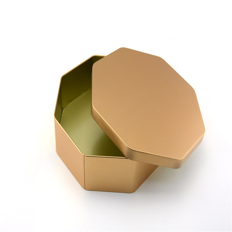 2018 new design octagon-shaped gold tin box for mooncake,cookie packaging