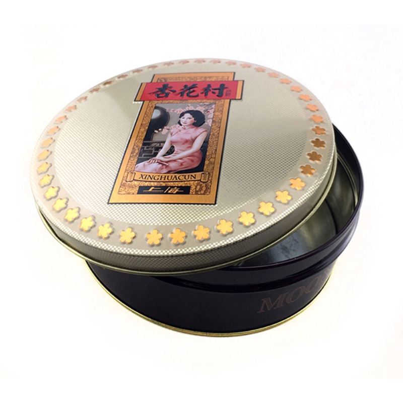 Traditional hot selling round mooncake tin box