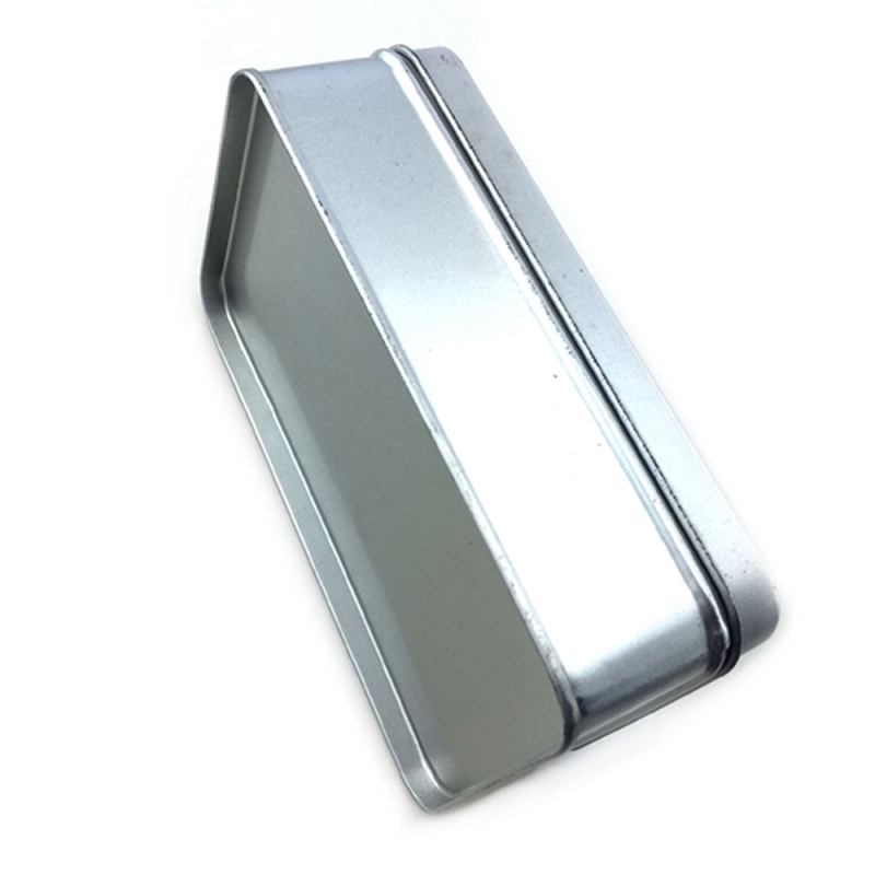 Custom silver varnish rectangular cosmetic tin box with embossed logo