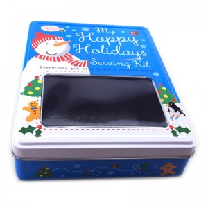 New design small rectangular Christmas gift tin box with window