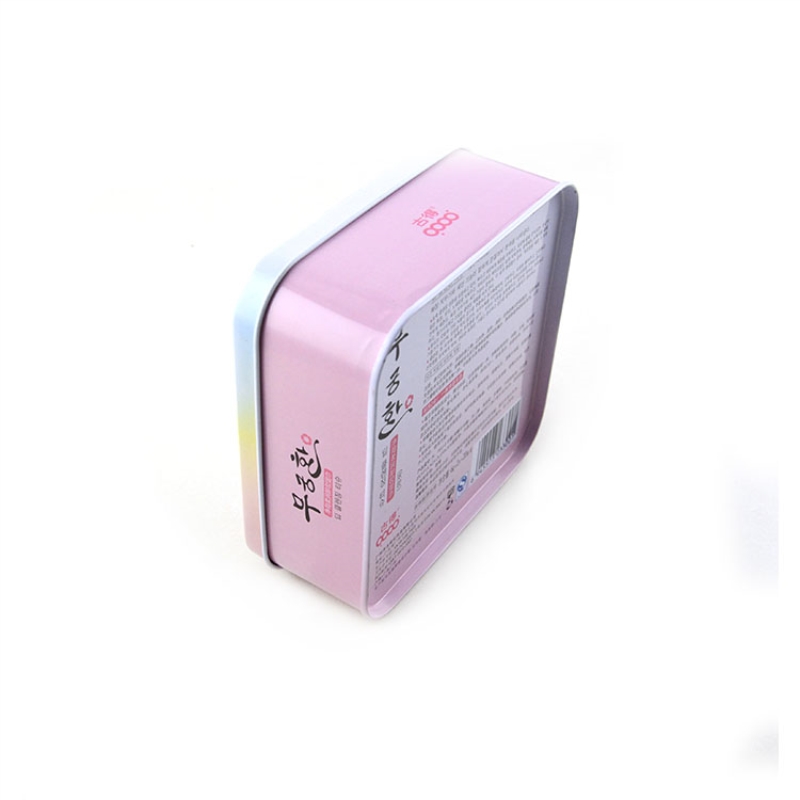 Custom printed small square cosmetic tin box for eye shadow