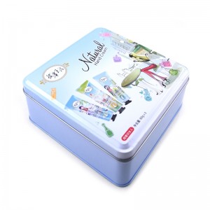 Custom small square cosmetic tin box for face mask, hand cream packing