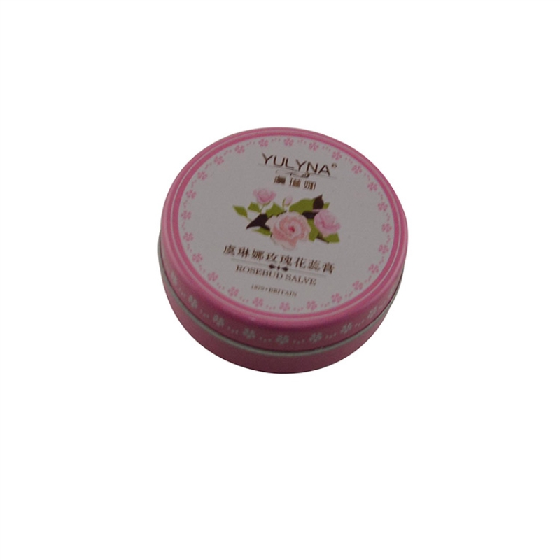Small round two-piece lip balm, cosmetic packaging tin box